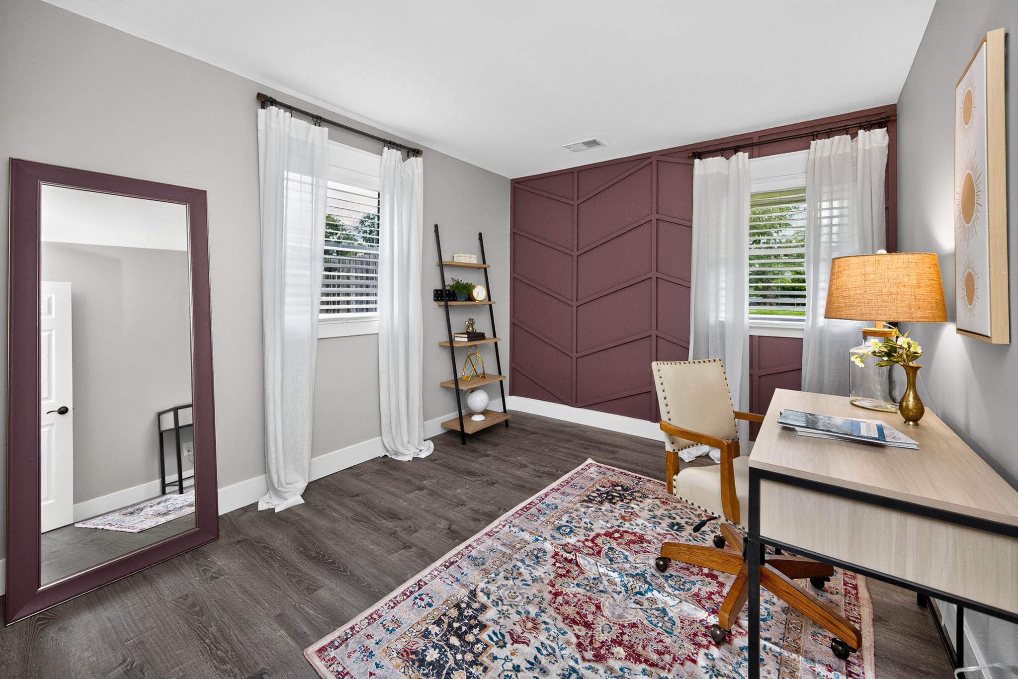 Styled entryway with console table and warm accents
