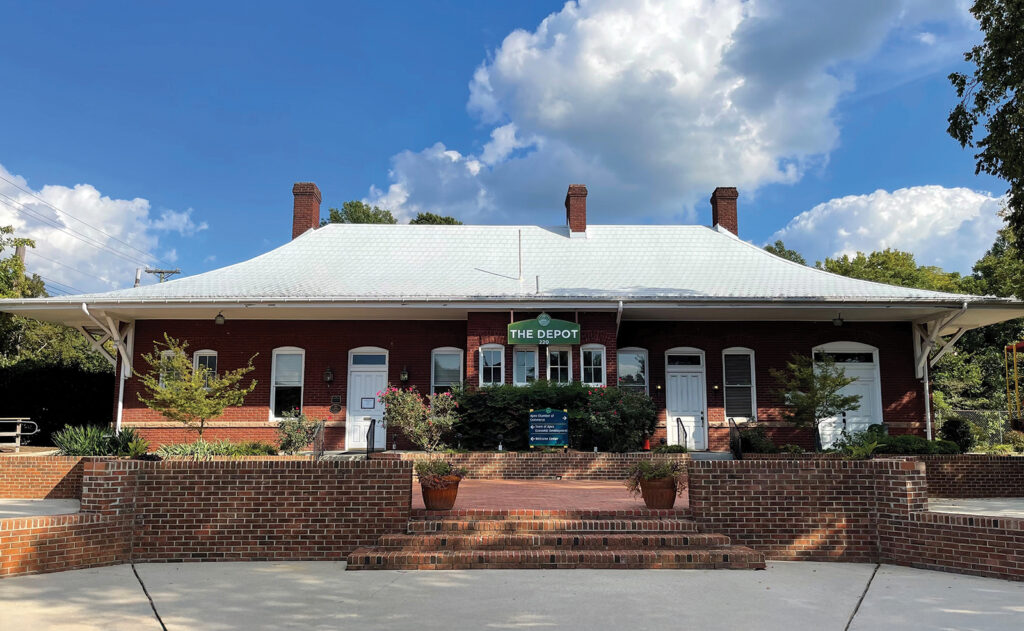 Historic train depot in downtown Apex NC