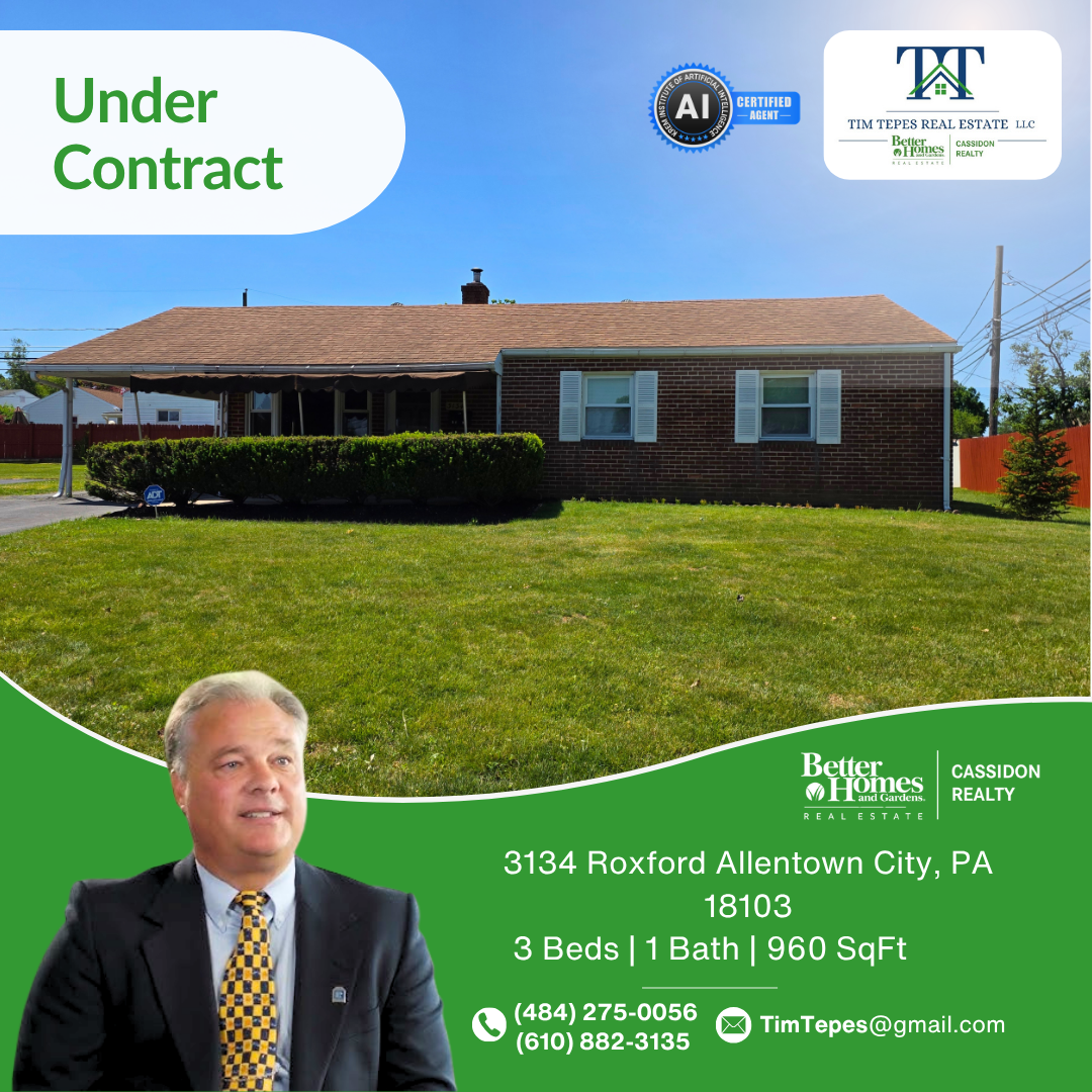 3334 Thomas Street, Whitehall Twp — 3 Bed/1.5 Bath, under contract with Tim Tepes