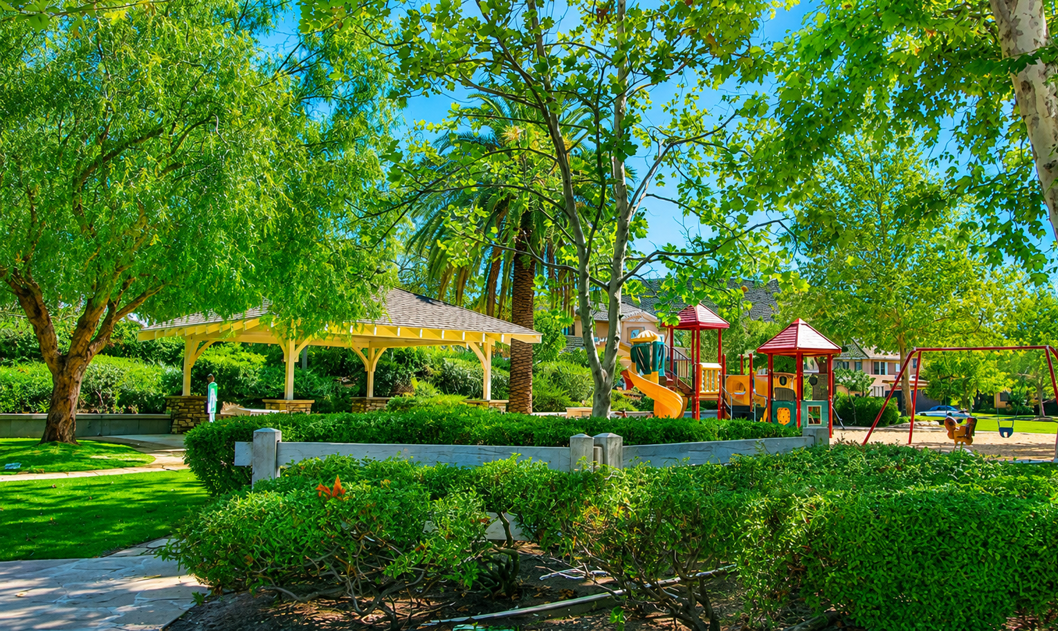 Park and playground with pavilion in Greer Ranch community in Murrieta California