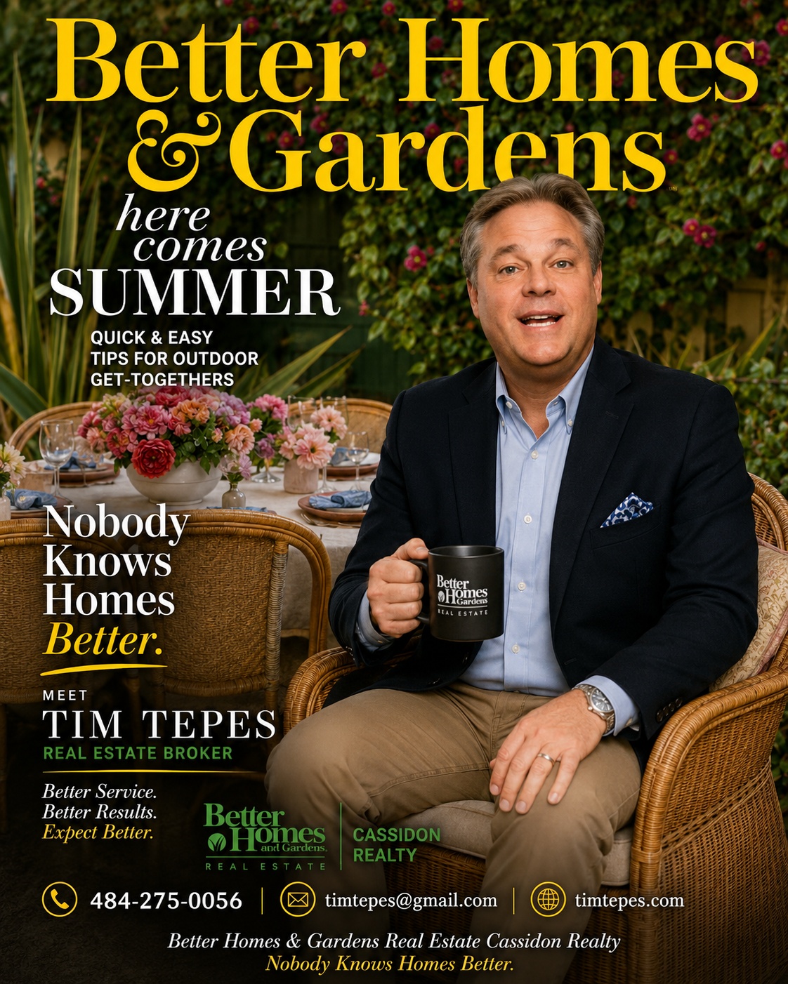 Tim Tepes on the patio enjoying summer at home