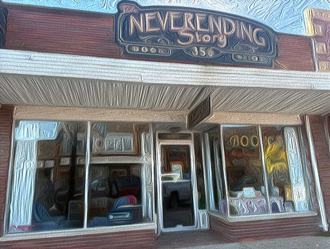 Cozy interior of an independent used bookstore with floor-to-ceiling wooden bookshelves, warm amber lighting, and comfortable reading nooks in downtown Lapeer, Michigan