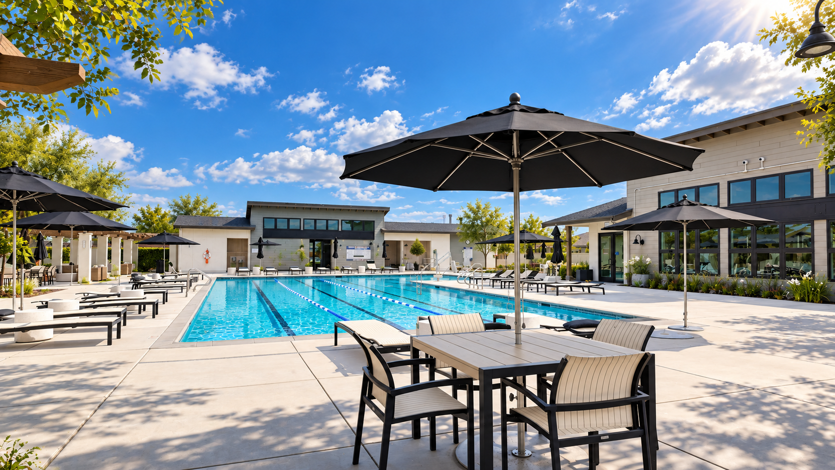 Builder rendering of the resort-style pool area at Club Liberty, Summit at Liberty, Rio Vista