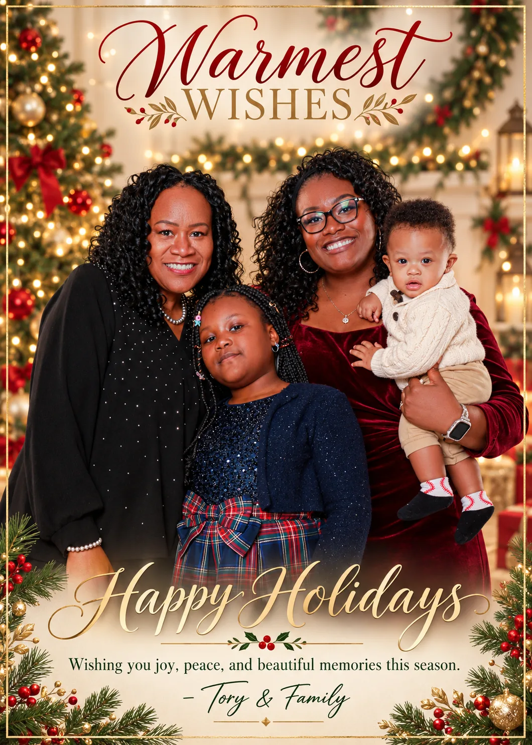 Classic Red and Gold holiday card design