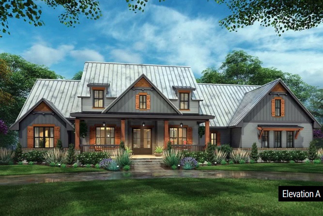 Split-bedroom ranch exterior at Oaks of Tyrone