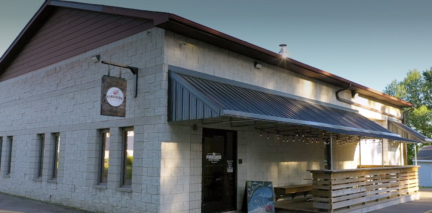 Exterior view of Fireside Coffee Co. on Elms Road in Swartz Creek, Michigan