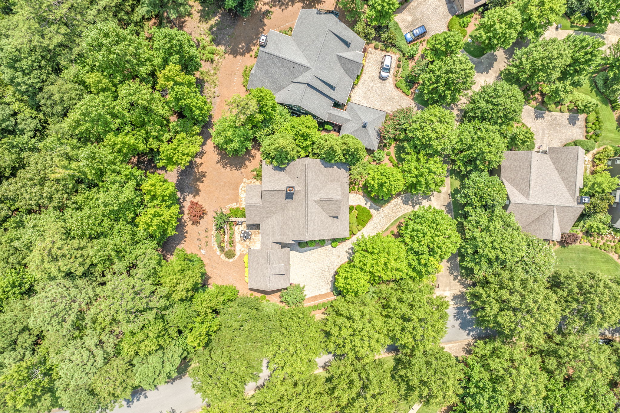 Aerial view showcasing the property layout
