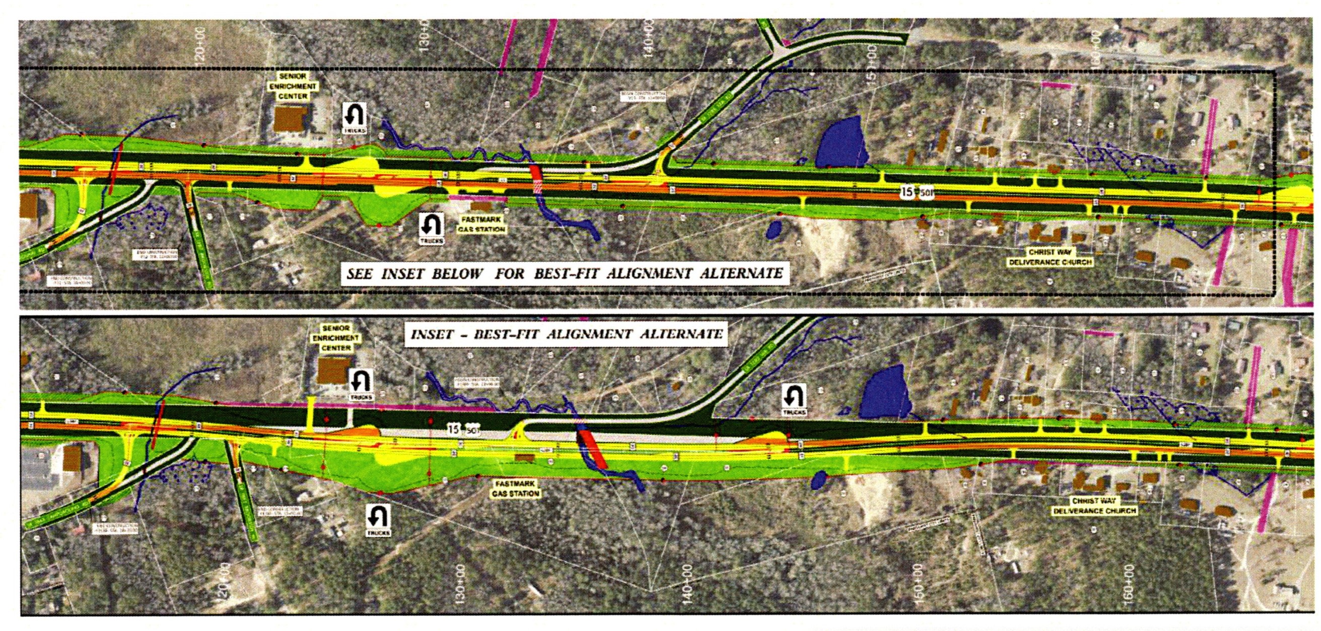 U.S. 15-501 widening project map in Moore County, sheet 2 of 2