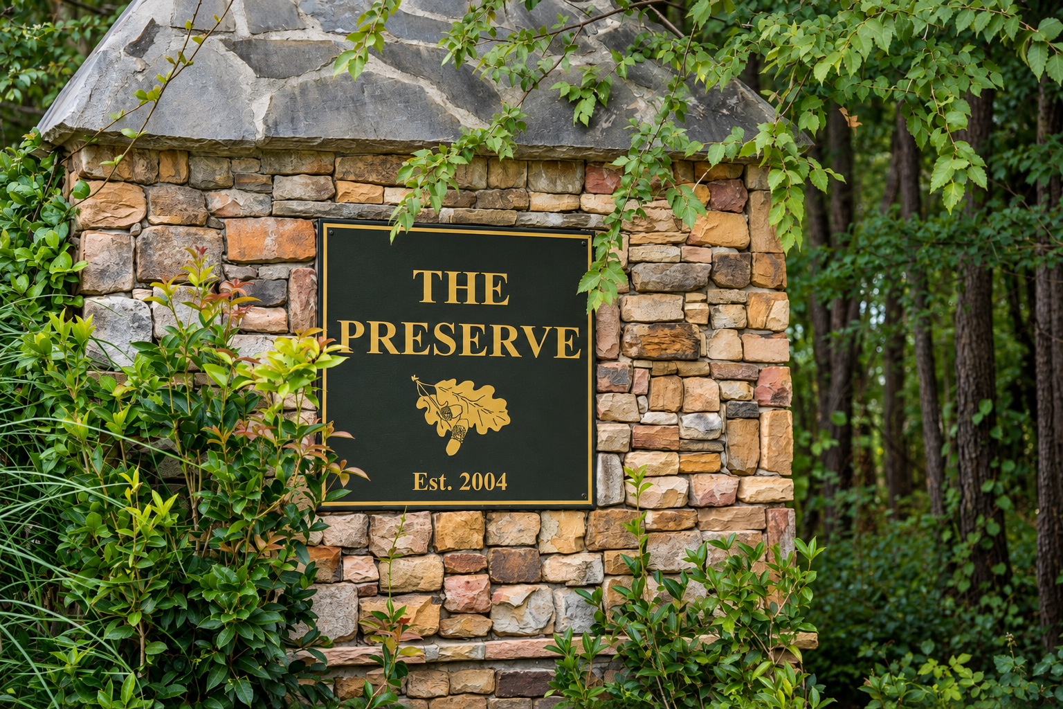 The Preserve neighborhood entrance sign in Auburn, Alabama