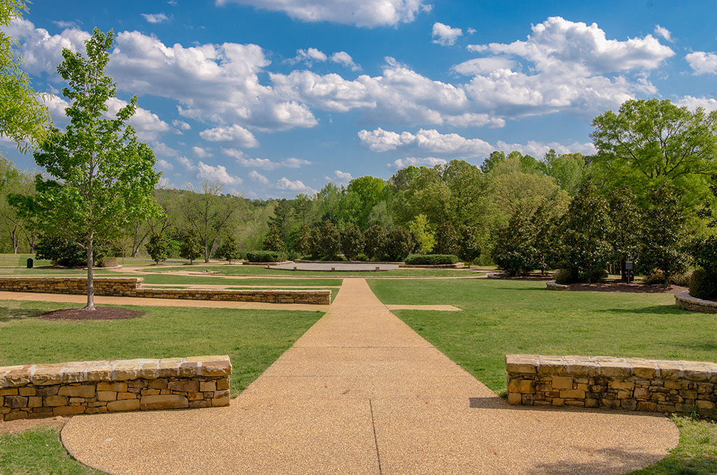 E. Carroll Joyner Park stone structures and walking trails in Wake Forest NC
