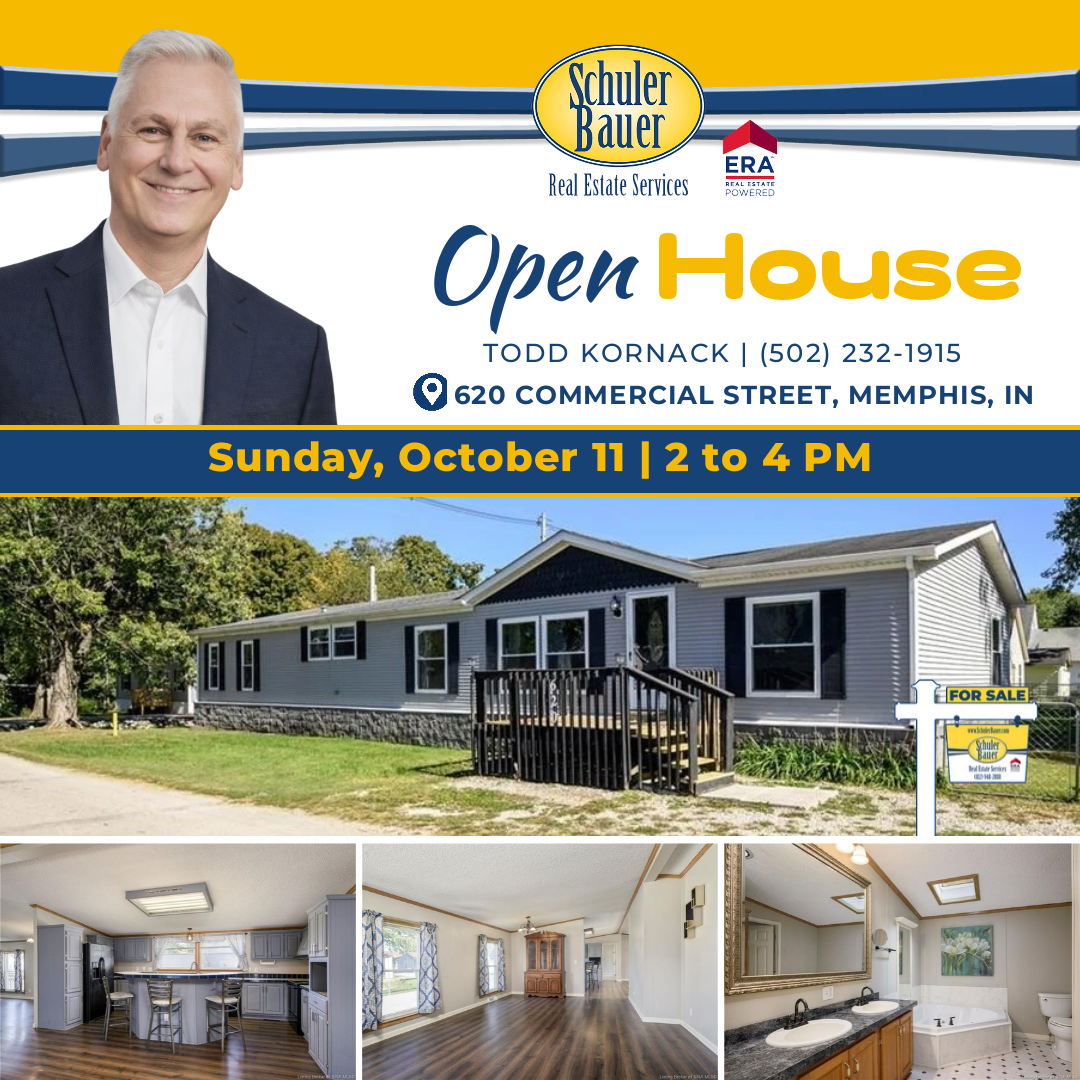 Open house details for Sunday, October 11 at 620 Commercial Street, Memphis, Indiana
