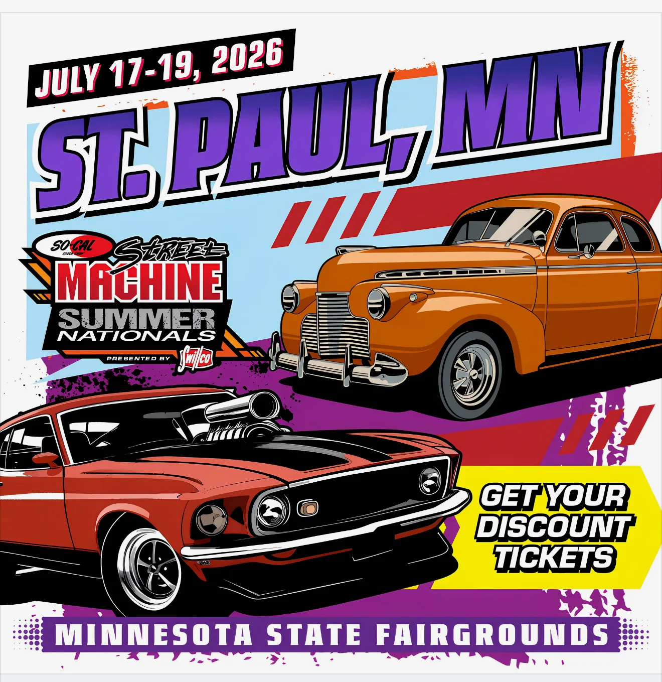 Classic cars lined up at the Street Machine Nationals car show