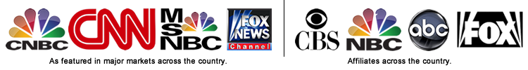 As featured on — CNBC, CNN, NBC, Fox News, ABC, Fox Broadcasting media logos