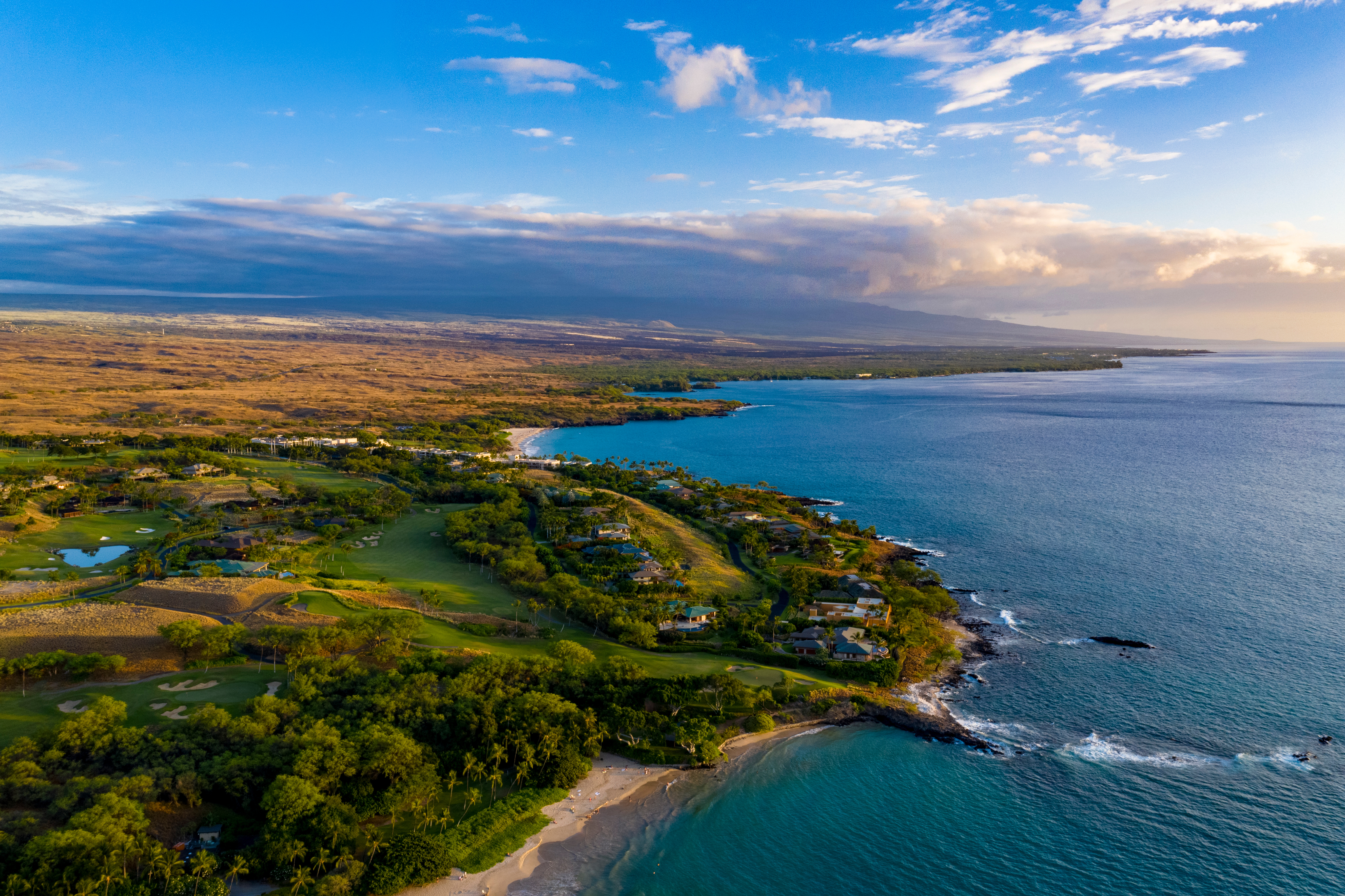 Aerial view of the Kohala Coast looking south toward Kailua-Kona