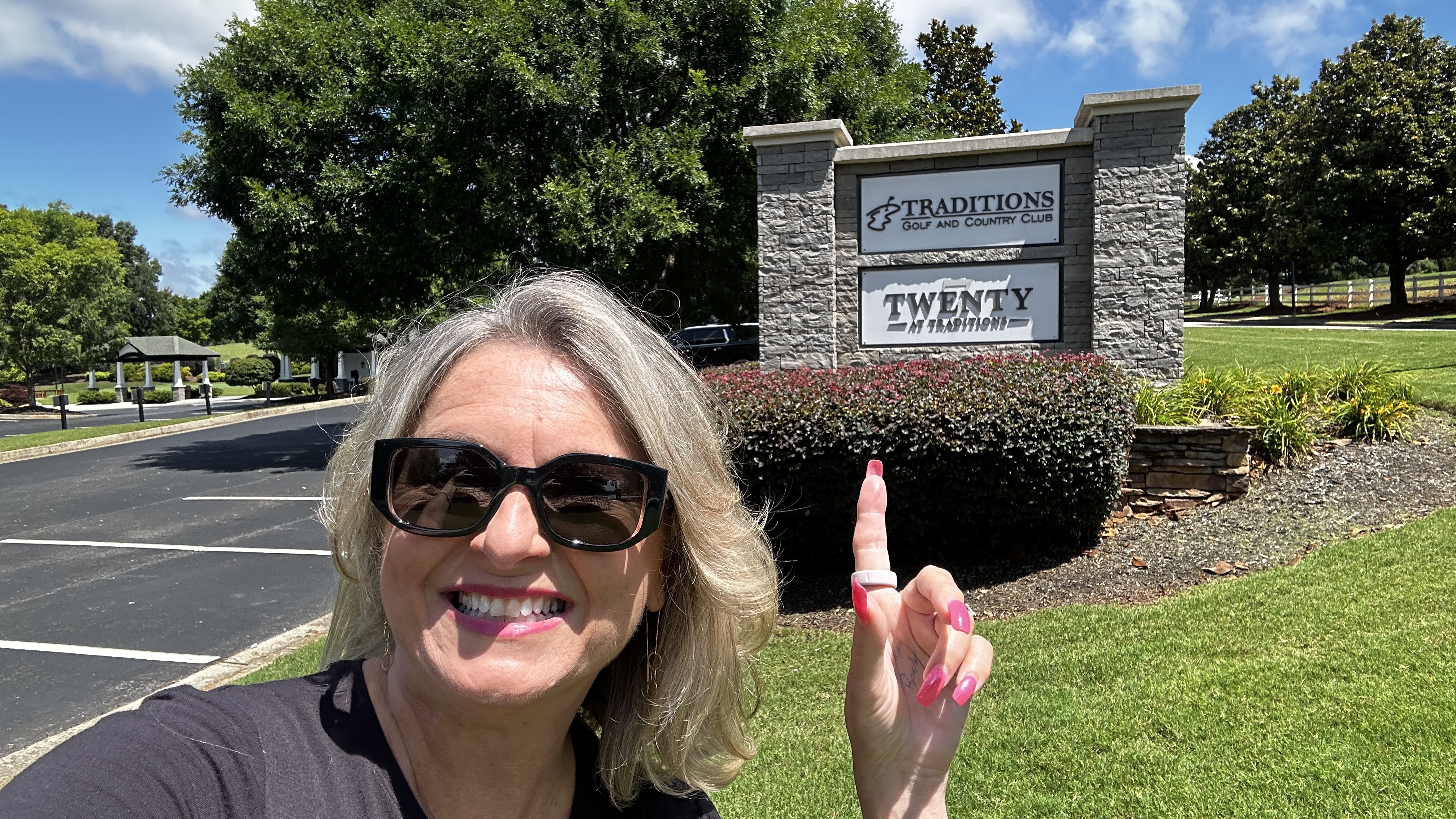 Community entrance sign for Traditions Golf and Country Club and Twenty at Traditions in Jefferson, Georgia