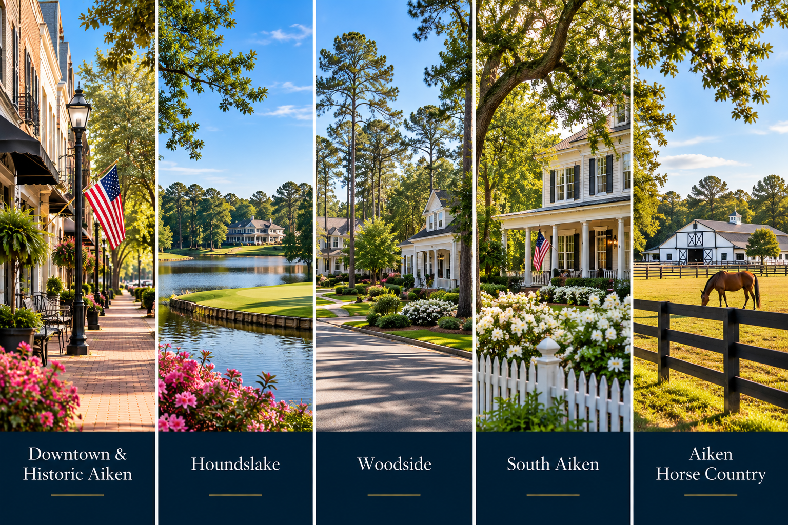 Guide to Aiken areas showing where to live in Aiken, South Carolina