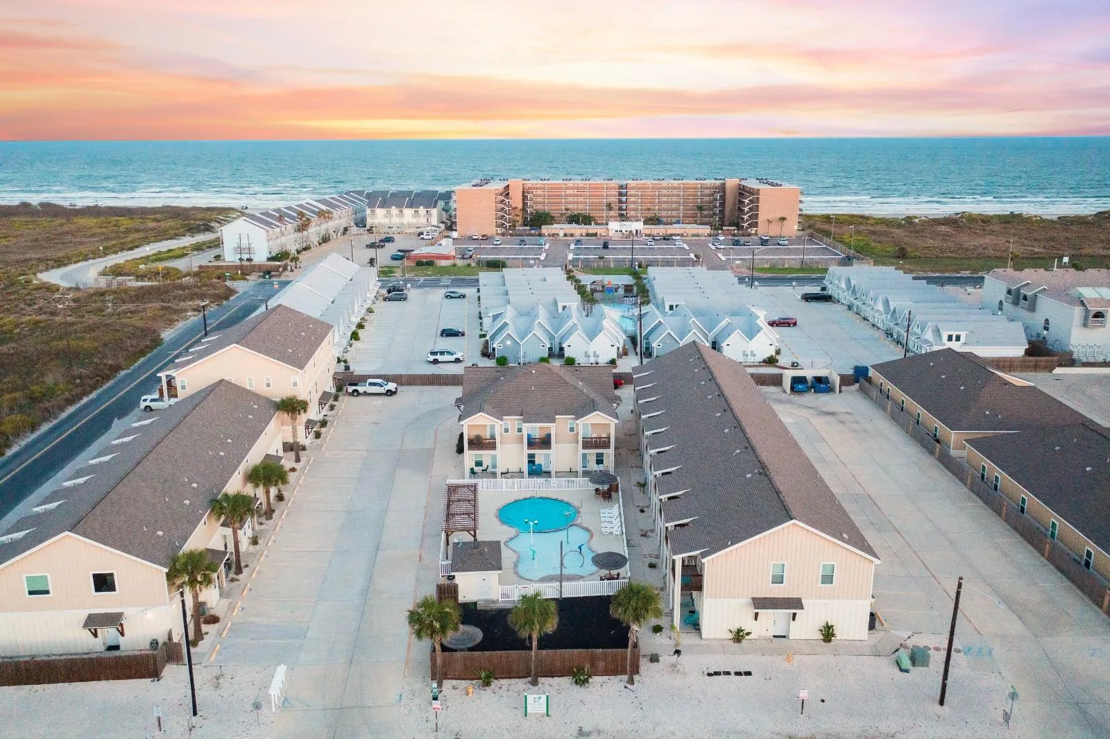 North Padre Island beach resort aerial