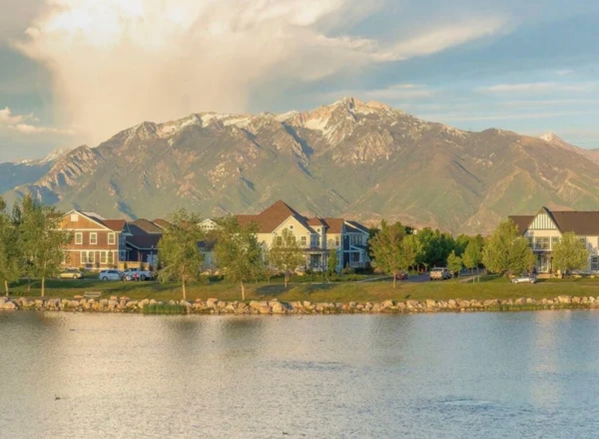 Oquirrh Lake in the Daybreak community, South Jordan, Utah