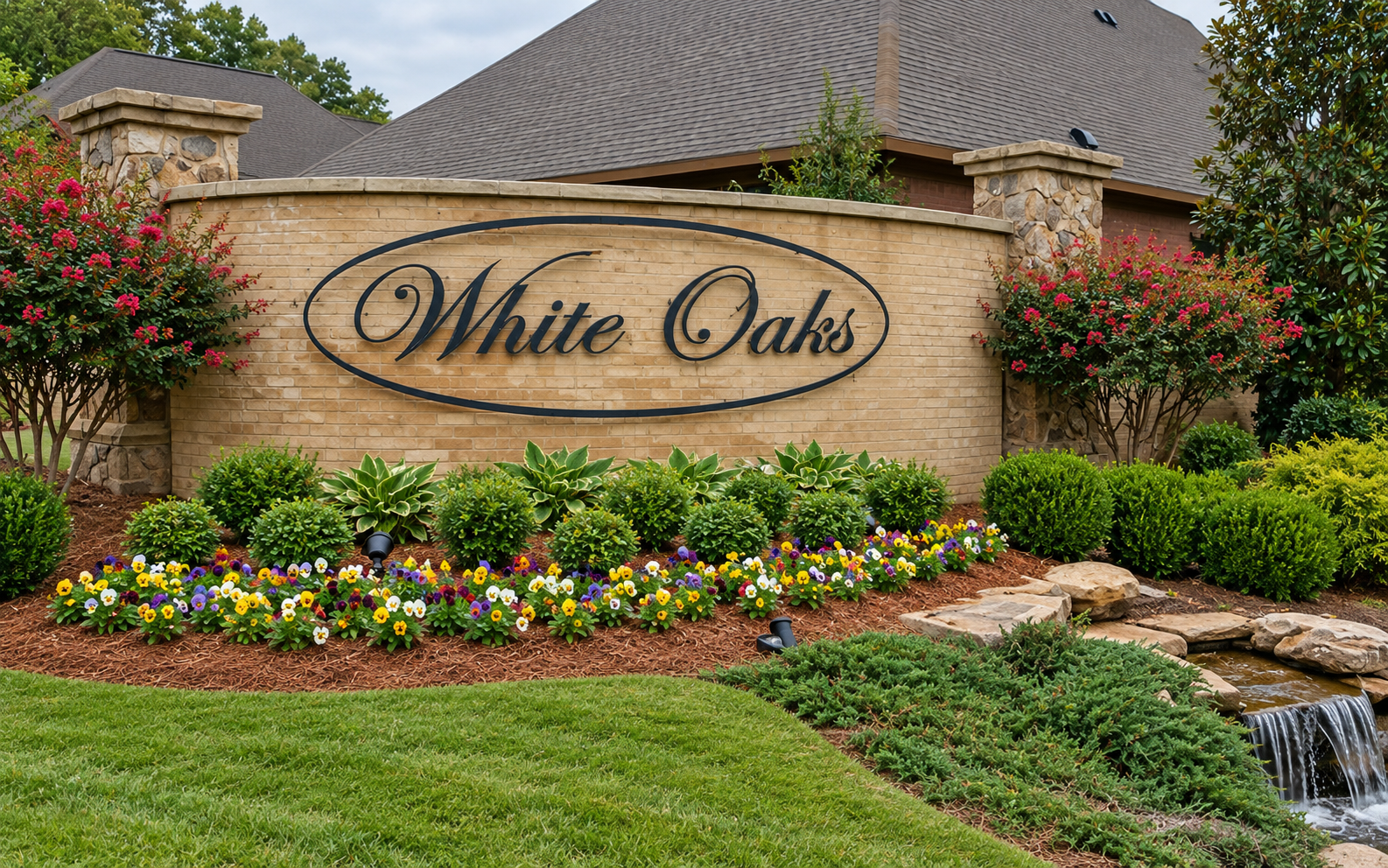 White Oaks neighborhood entrance sign in Auburn, Alabama