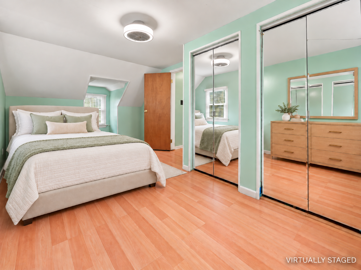 Primary bedroom at 50 Heather Ln, virtually staged with furnishings, second view