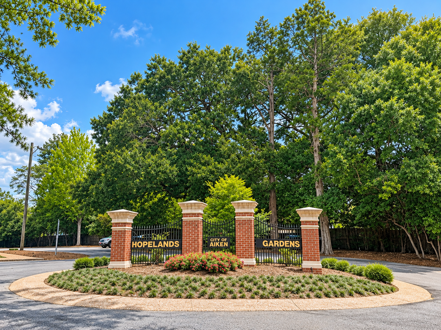 Entrance to Hopelands Gardens in Aiken, South Carolina
