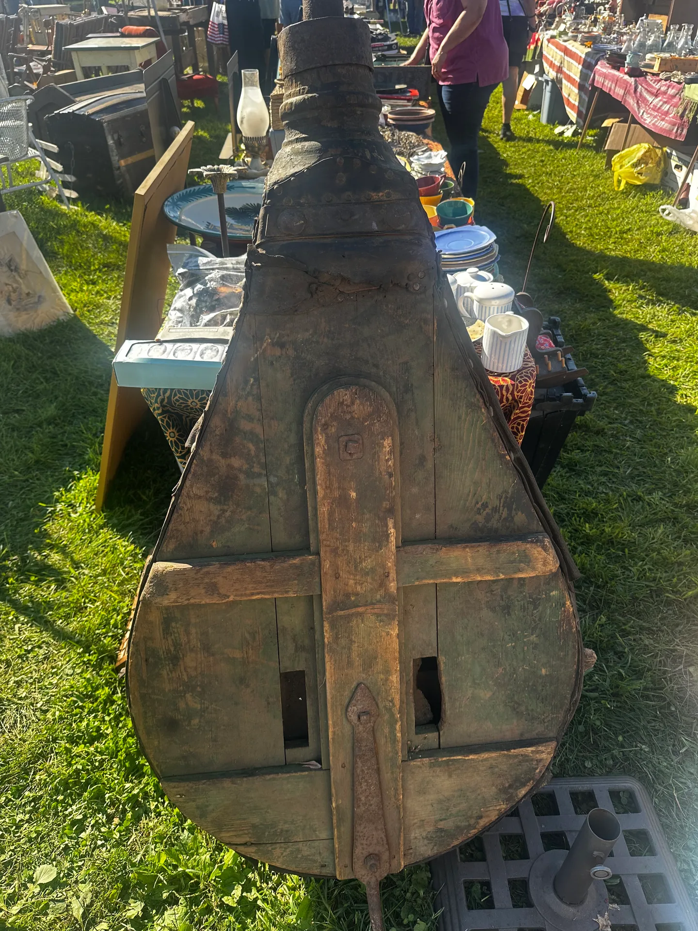 A massive antique bellows on display at the Stormville Airport Antique Show & Flea Market