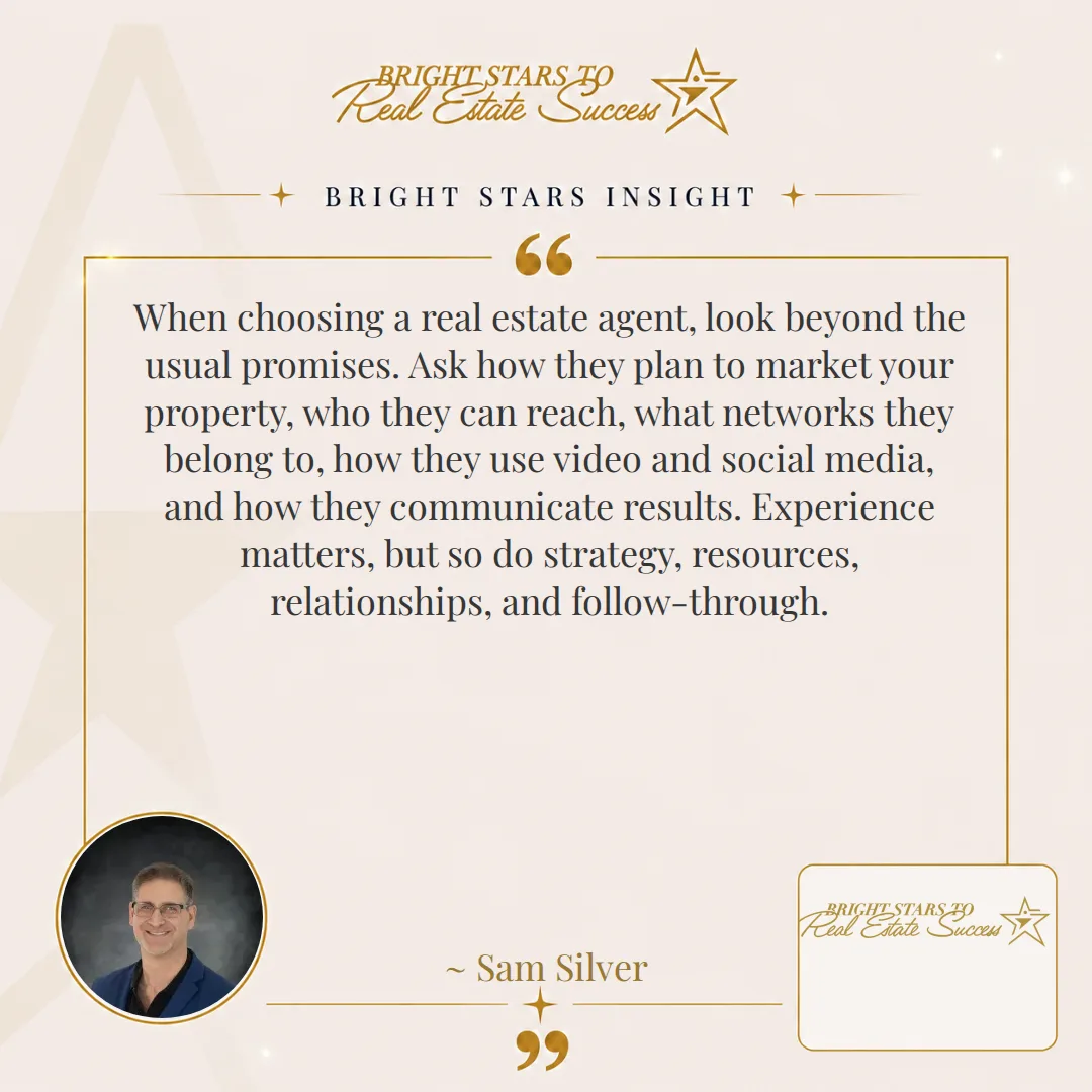 Bright Stars to Real Estate Success quote graphic featuring Sam Silver's headshot
