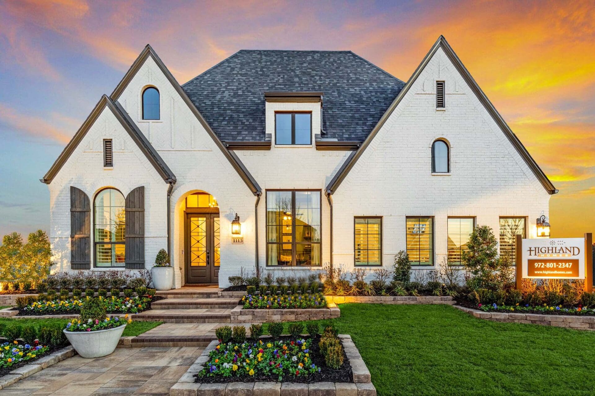 Taylor Morrison model home exterior at Harvest in Argyle, Texas
