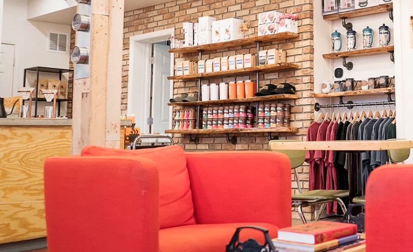 Interior view of Fireside Coffee Co. in Swartz Creek, Michigan
