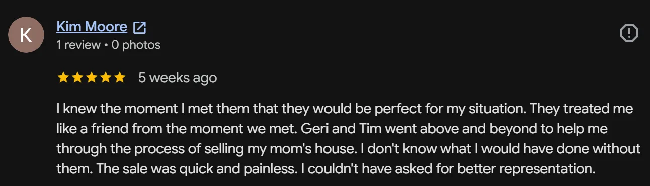 Google review screenshot from a client of the Penner Group