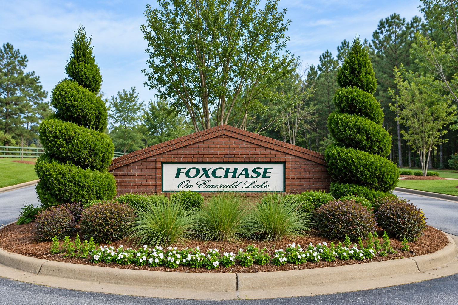 Foxchase neighborhood entrance sign in Opelika, Alabama