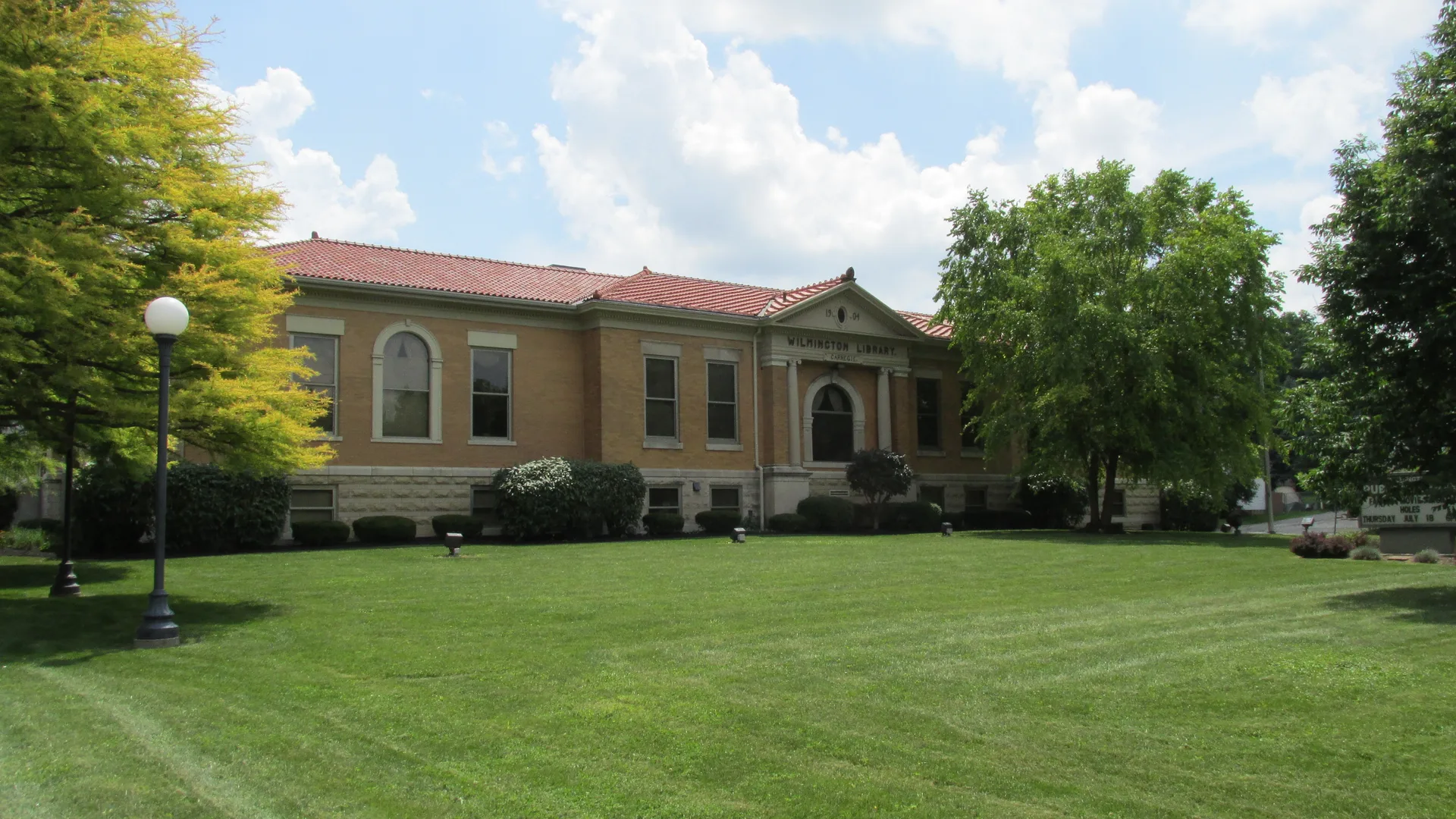 Wilmington Public Library, a beautiful historic building serving the community in downtown Wilmington, Ohio