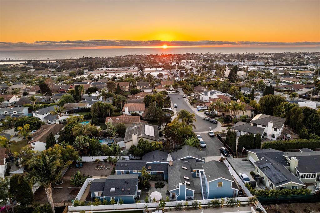 An aerial view of Olde Carlsbad along the Carlsbad coastline