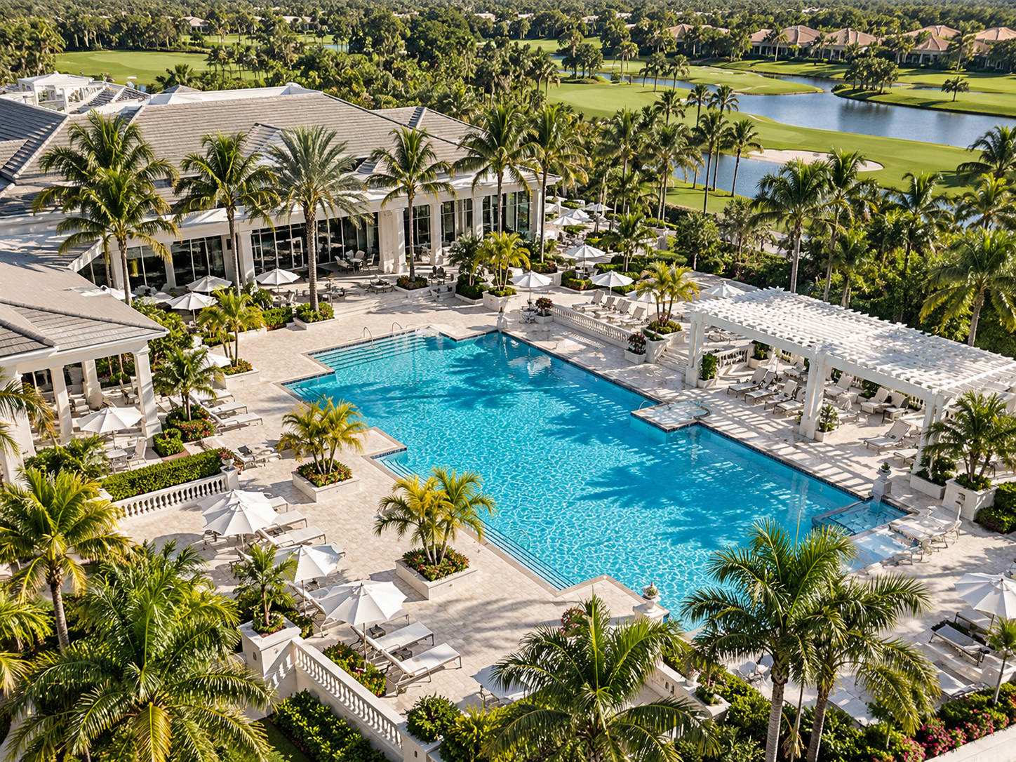 Pool and lawn area at St. Andrews Country Club in Boca Raton