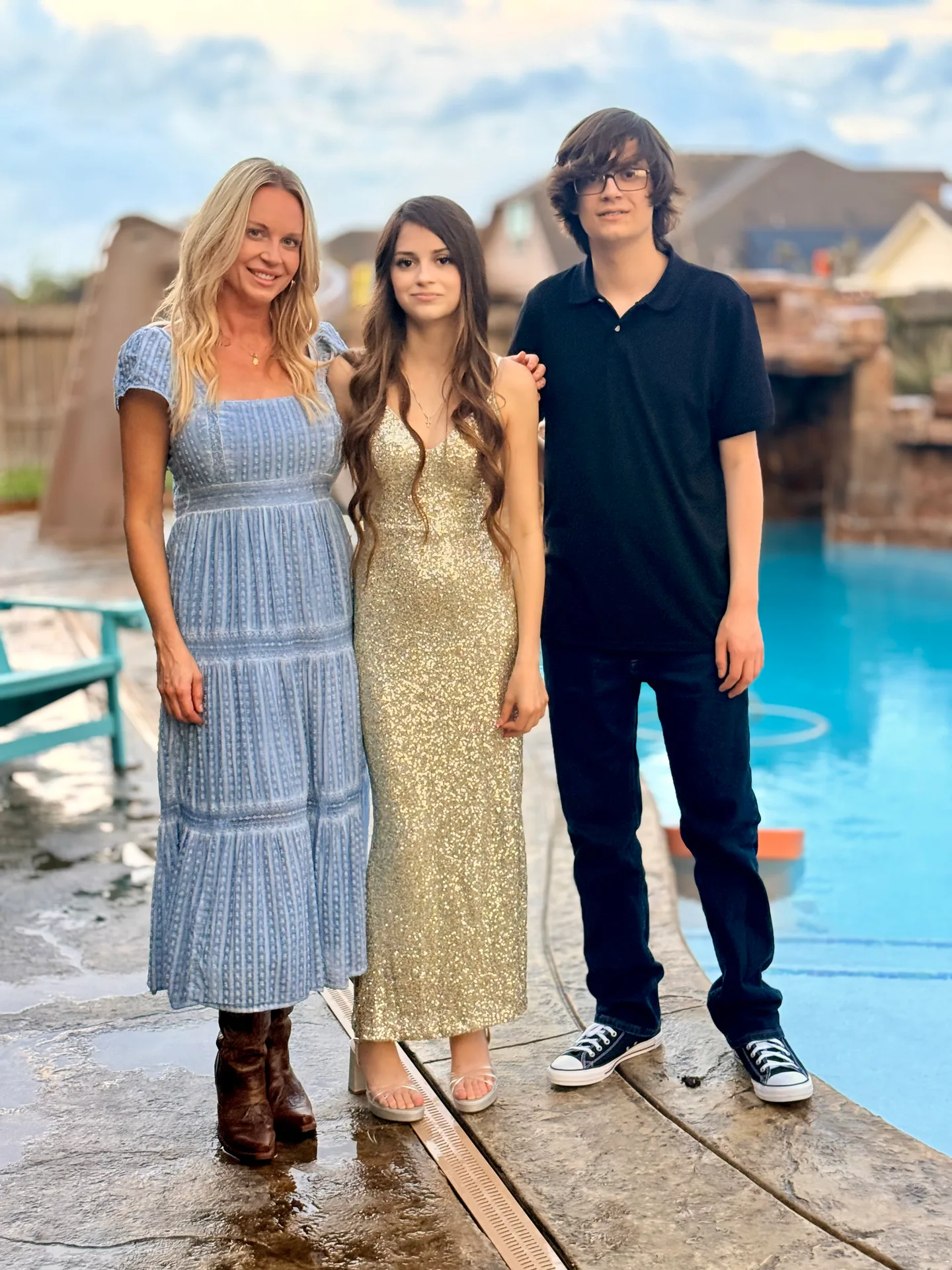 Emily with her children at sunset