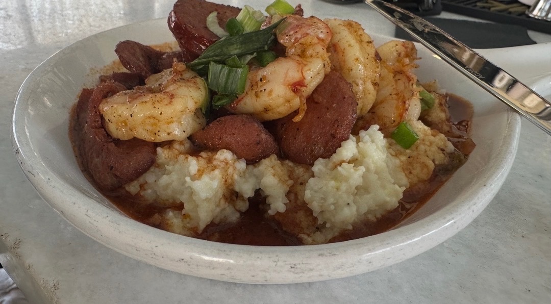 Tim's Shrimp and Grits dish at Local Station in downtown Braselton Georgia