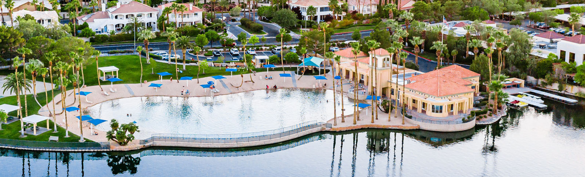 Community park and walking trails at Desert Shores in Las Vegas