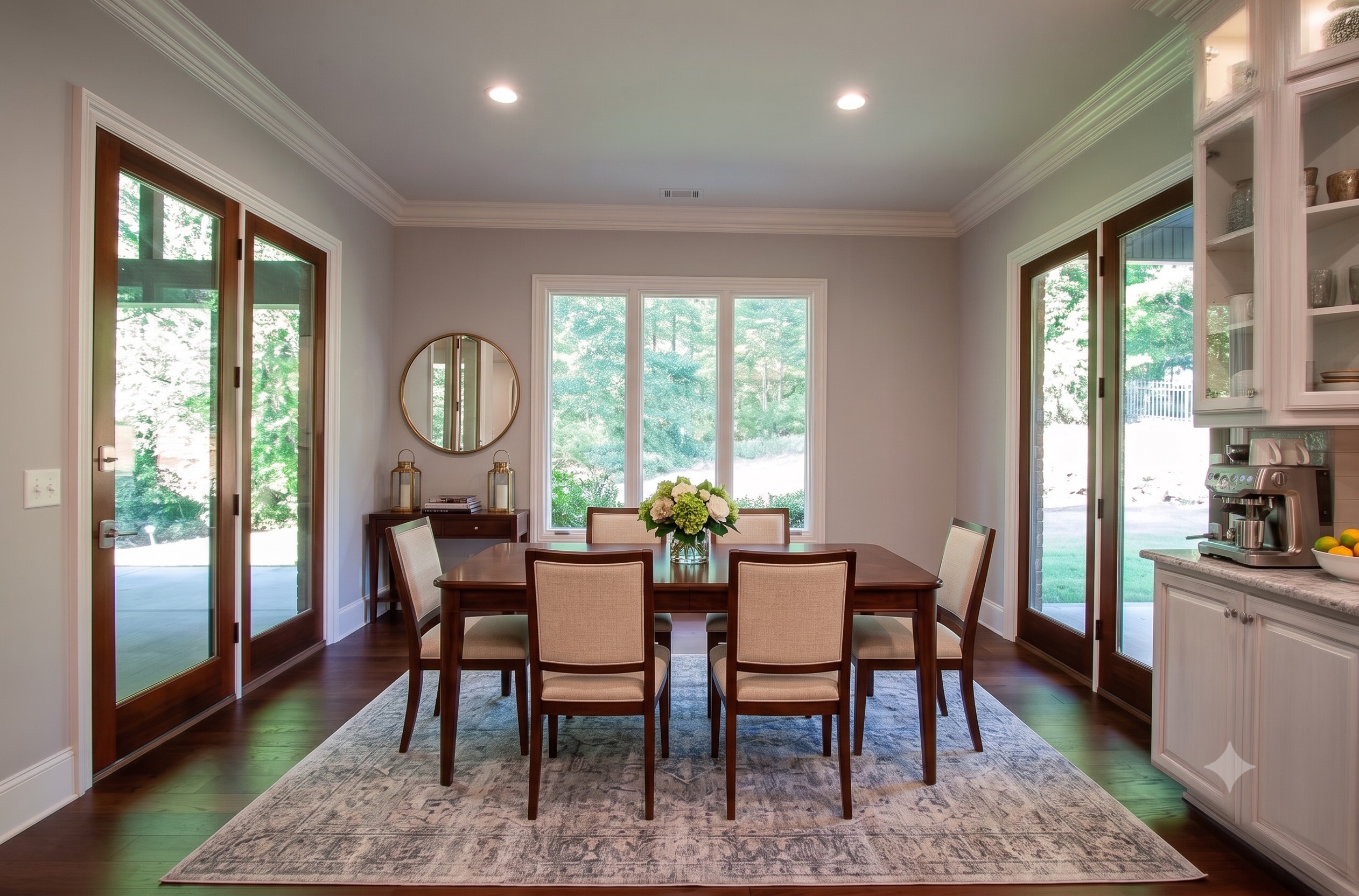 Virtually staged breakfast room