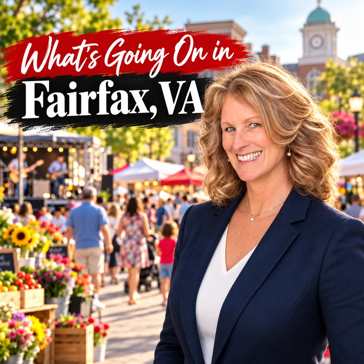 What's Going On in Fairfax, VA banner featuring Barbara Jennings over an outdoor community event scene
