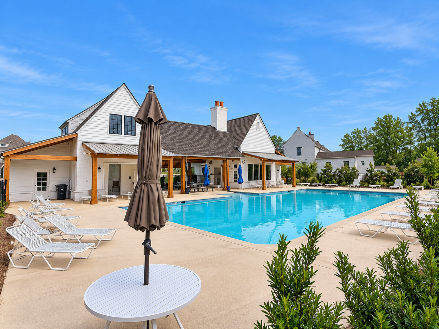 Community pool and clubhouse in Hidden Lakes, Auburn, Alabama
