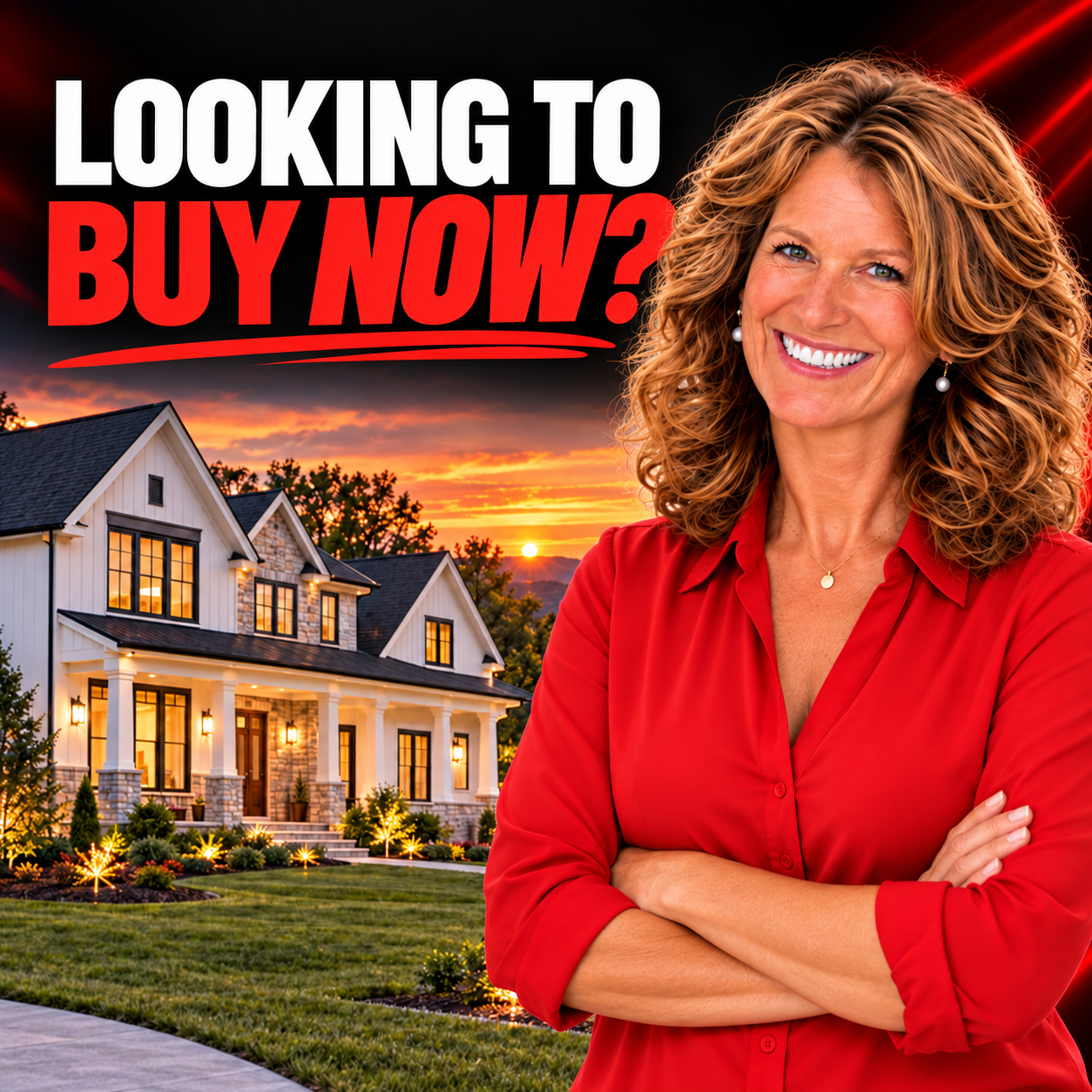 Looking to buy new construction? Branded hero graphic featuring Barbara Jennings of eXp Realty