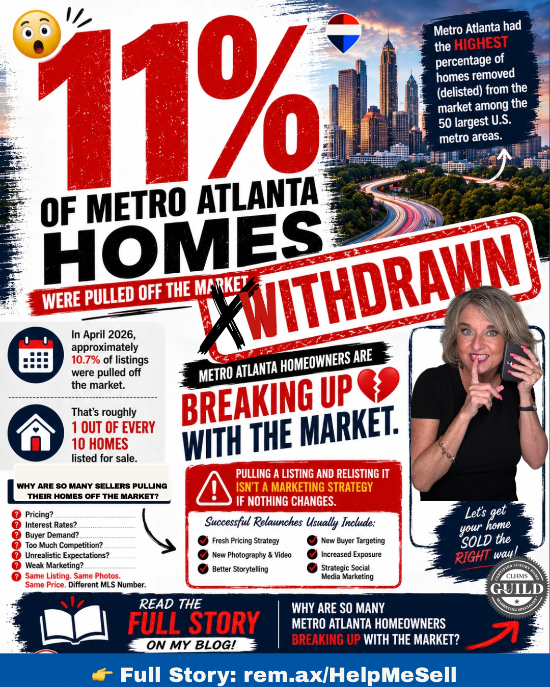 Metro Atlanta home delisting infographic - 11% of listings pulled off market