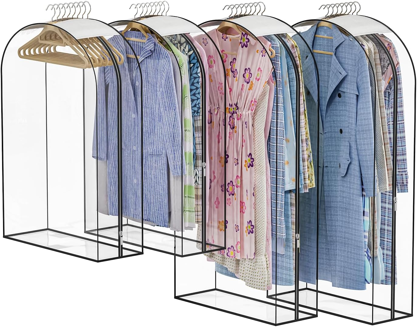Clear Garment Bags for Hanging Clothes, 4-Pack, 2x40"+2x50"