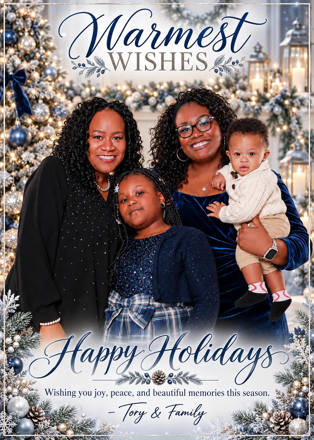 Winter Wonderland Navy and Silver holiday card design