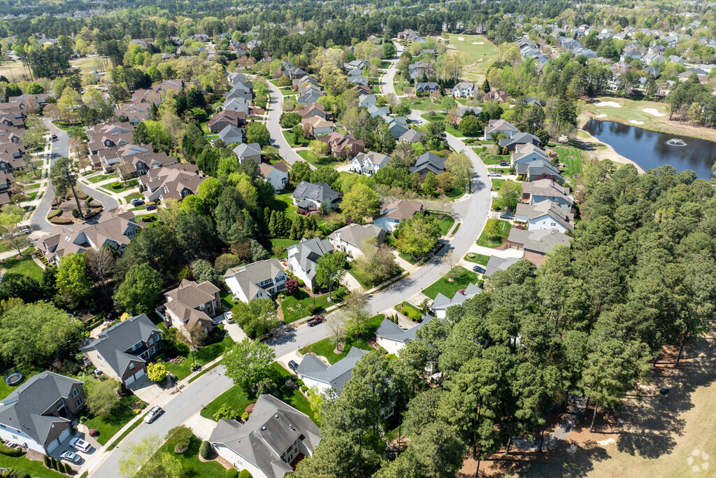 Aerial view of residential homes in Raleigh, North Carolina