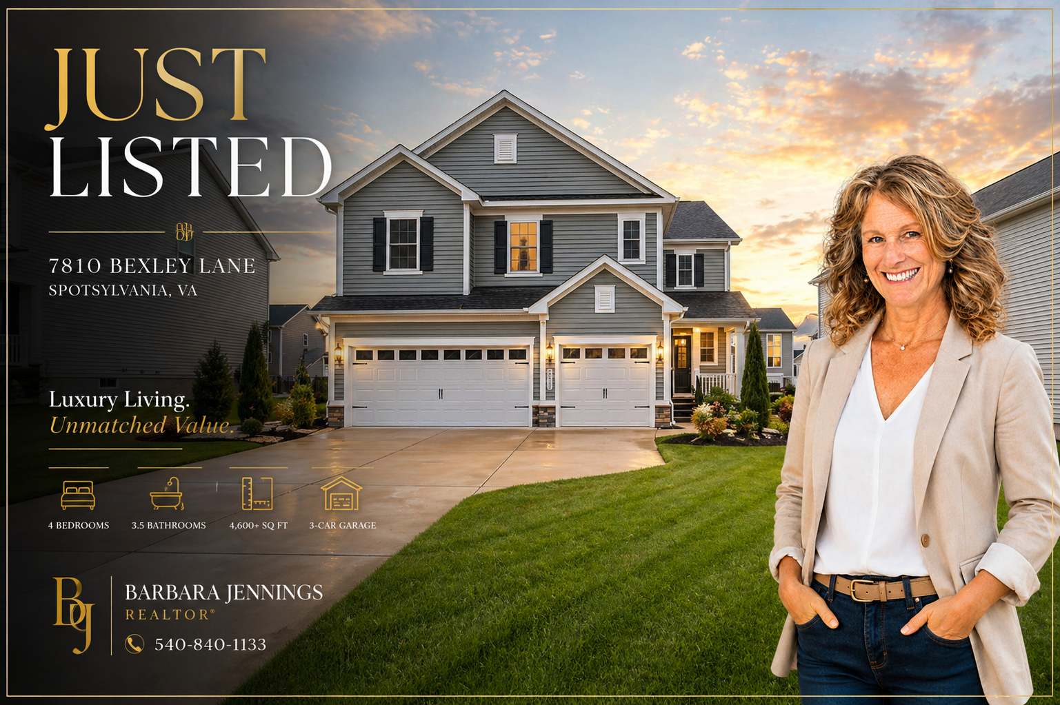 7810 Bexley Lane Spotsylvania VA — 5-bedroom modern home in Keswick community listed at $769,000
