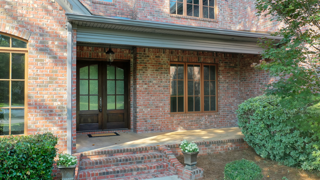 Front exterior angle of the custom brick home