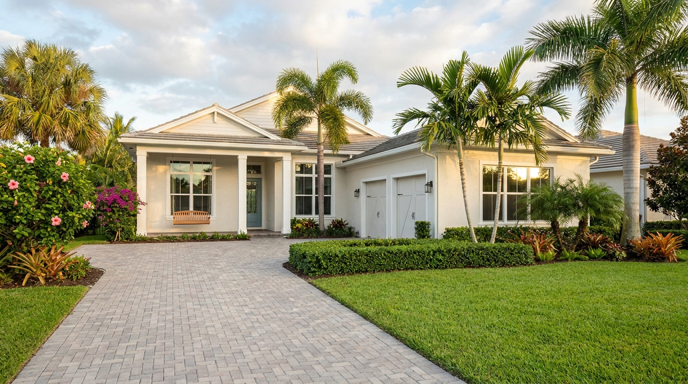 Single-story home with landscaped yard in Palm Beach County