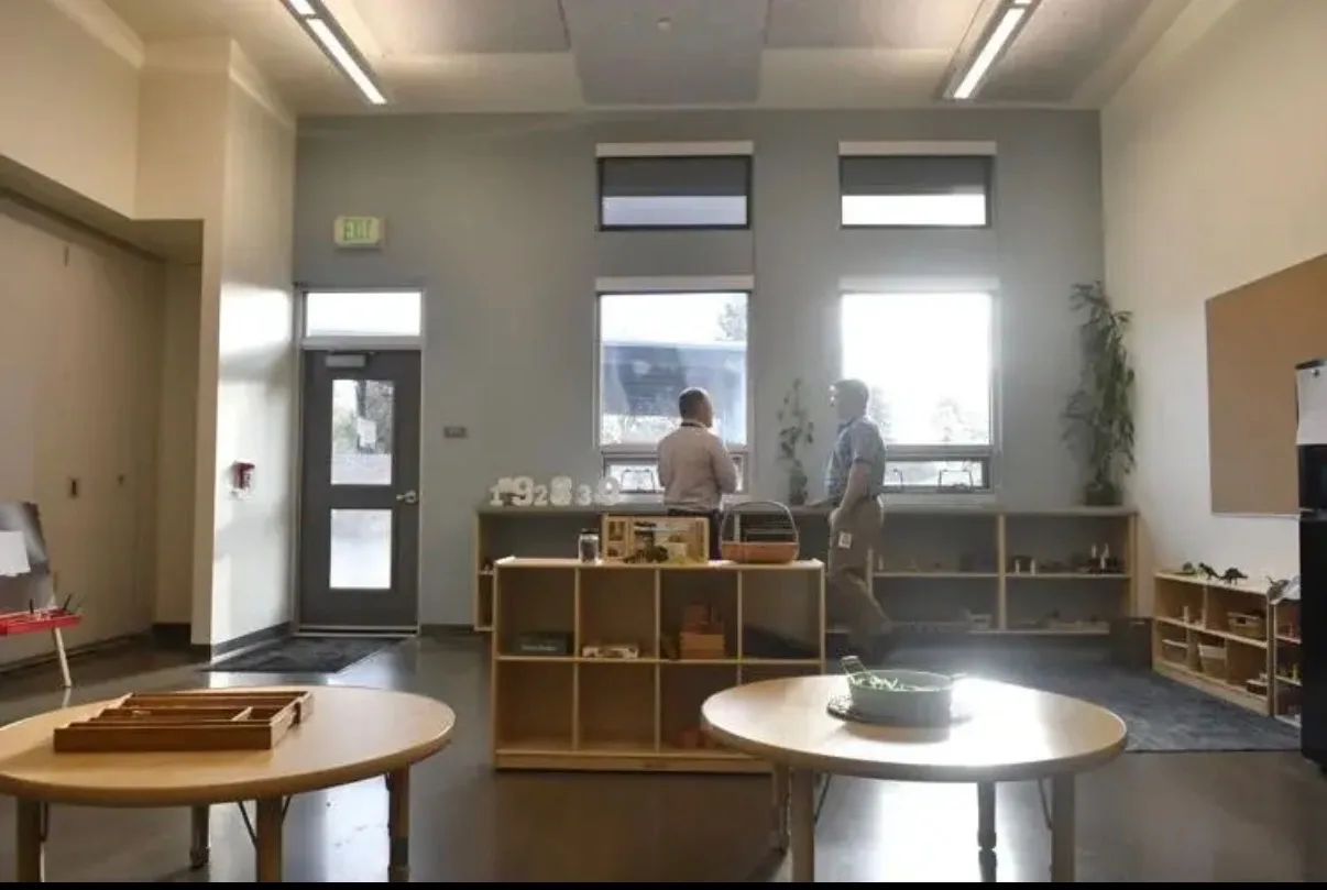 A bright interior space at the Corvallis Early Learning Center
