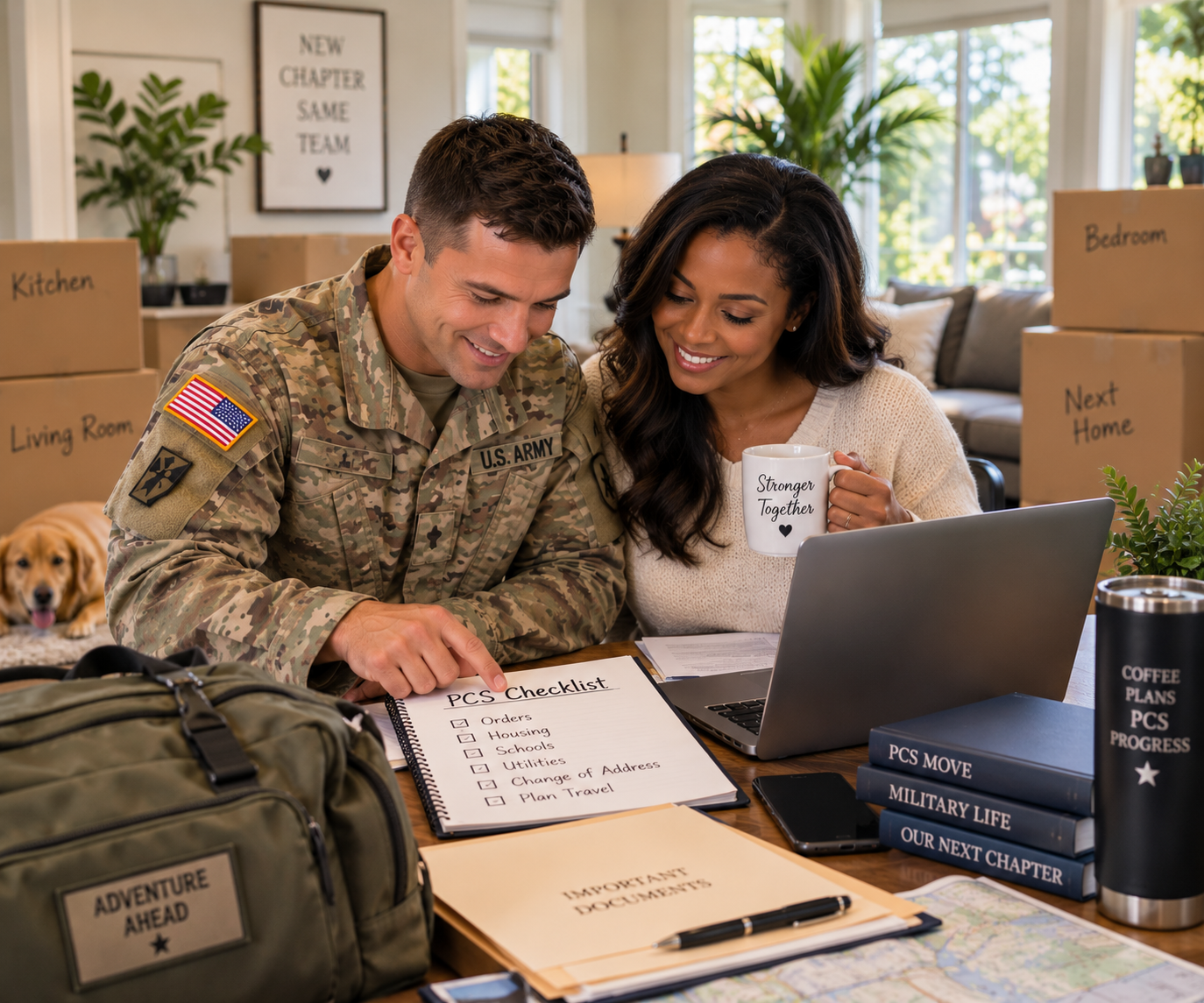 Military couple preparing for their PCS move to Fort Gordon